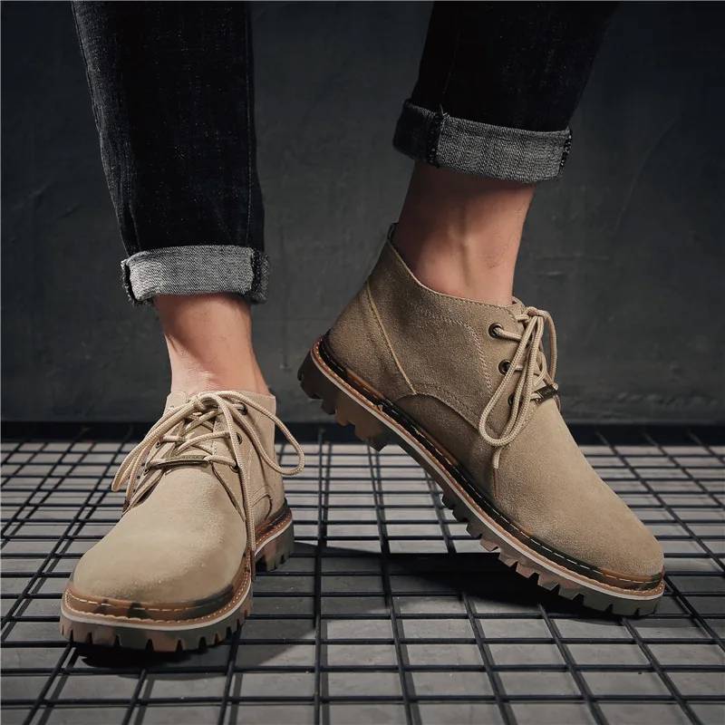 

Martin Boots Men's Mid-top England Retro Genuine Leather Workwear Boots Trend Versatile Short Boots Summer Martin Shoes MEN'S SH