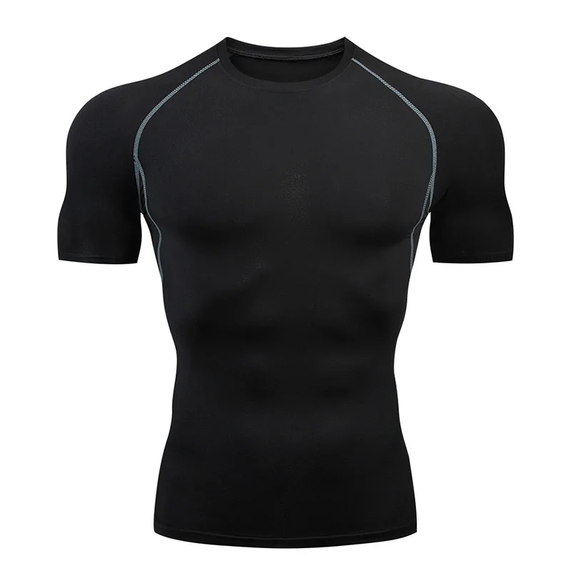 Мужская компрессионная футболка Рашгард, футболка для спортзала, фитнеса, Спортивная футболка для бега, облегающая футболка с коротким рукавом для тренировок, тренировочная футболка