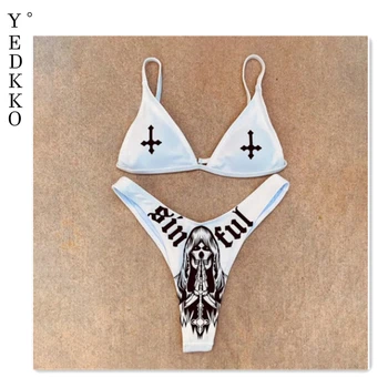 סקסי ביקיני 2021 בגד ים נשים בגדי ים אנימה הדפסת שתי חתיכה ביקיני חוטיני סט רחצה חליפת נשים הקיץ וחוף לשחות חליפה