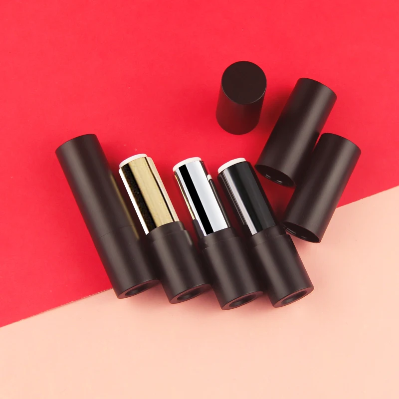12 1mm top grade natural bamboo lipstick tube diy empty lip balm cosmetic packaging container 4 5g lip gloss pipe shell 10/30/50pcs Black Silver Gold Round Empty 12.1mm Lipstick Tube Lip Balm Container Lipstick Shell Packaging Cosmetics Refillable