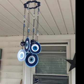 

Wind Chimes Blue Turkey Evil Eye Amulet Protection Wall Hanging Home Garden Decoration Blessing Gift Lucky Pendant