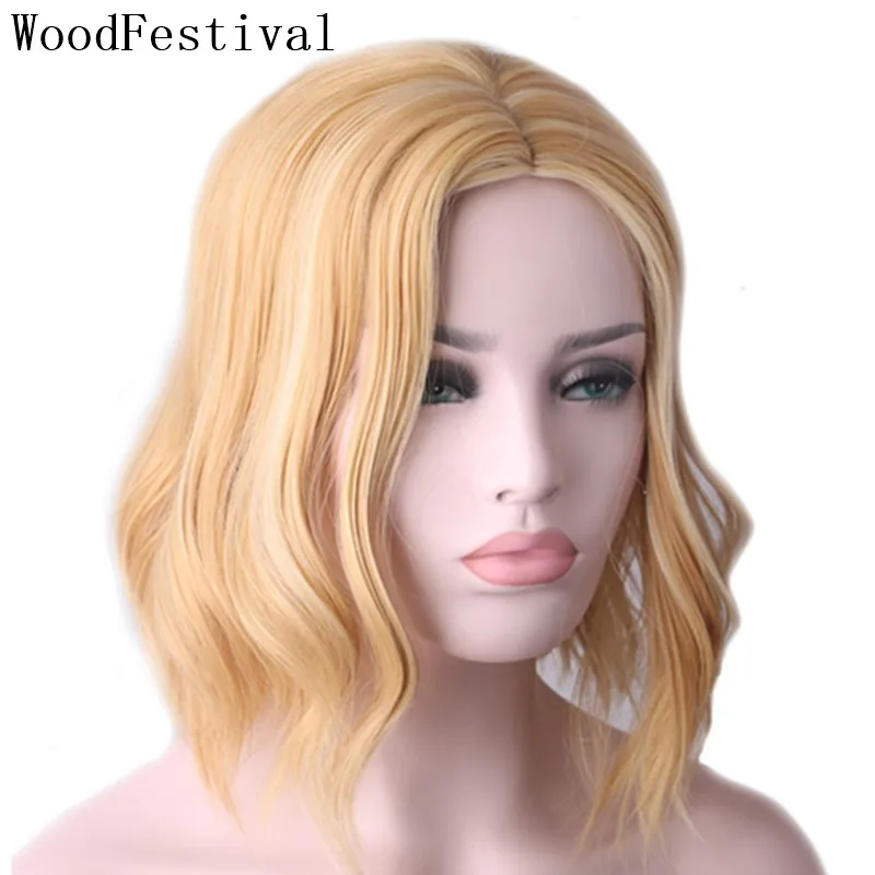 

WoodFestival Short Wig Cosplay Wavy Heat Resistant Synthetic Wigs for Women