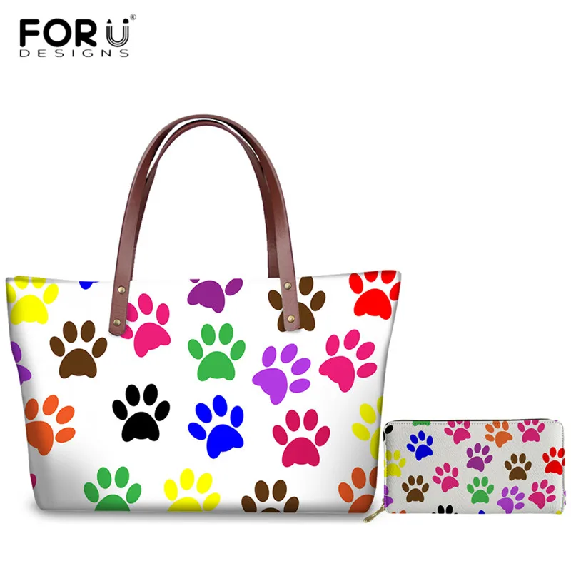 FORUDESIGNS Радуга лапы узор 2 шт./компл. Сумки мультфильм кожаных кошельков для Для женщин Брендовая Дизайнерская обувь сумка на плечо, женская сумочка Main Femme - Цвет: HMA557AL-Z21