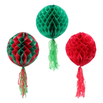

3PCS Christmas Festival Decorations Festival Pendants Garland Honeycomb Decor