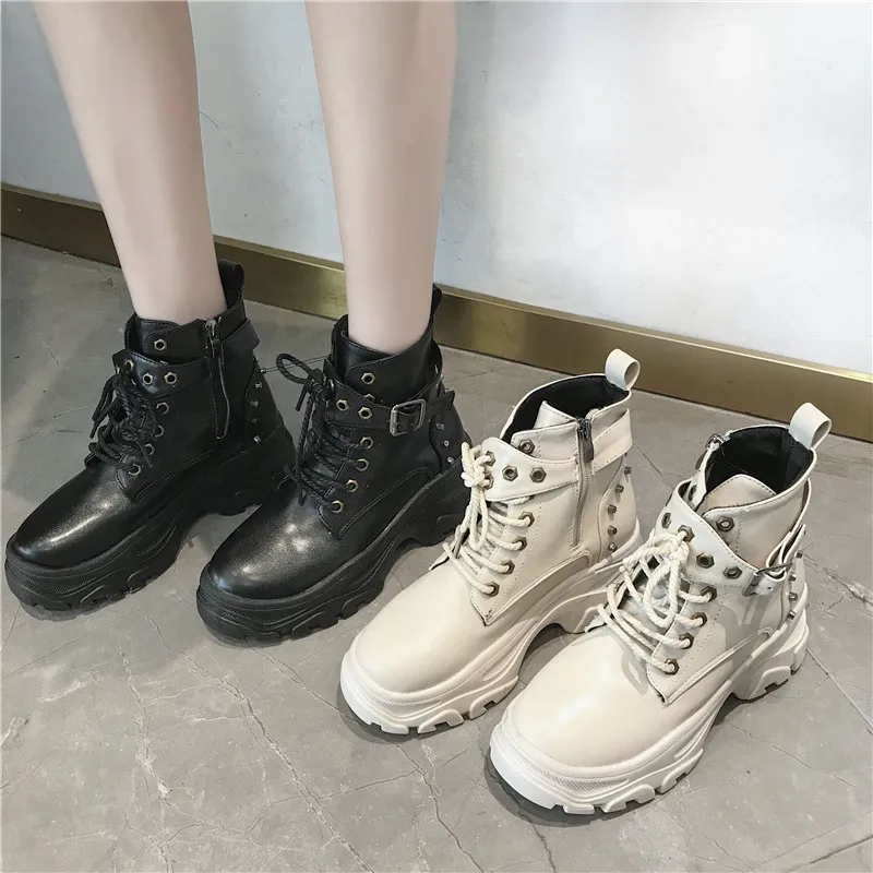 

Platform Boots Women's Style Motorcycle 2019 Autumn And Winter New Style Versatile Martin England Boots Short Handsome Korean-st