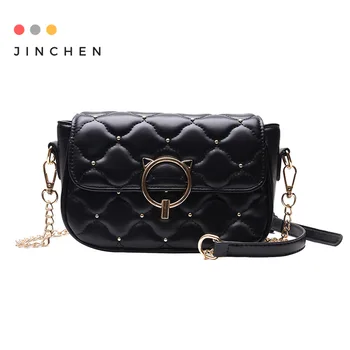 

Hot New Desginer Small Women Bag 2020 Quality PU Rivet Women Shoulder Bags Square Crossbody Bag for Shopping Chain Messenger Bag