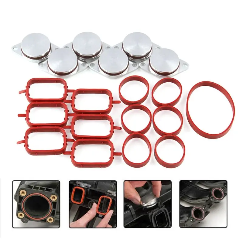 

6x 22mm Diesel Swirl Flap Blanks Replacement Bungs with Intake Manifold Gasket for BMW 320d 330d 520d 525d 530d