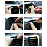 10 Pcs Colorful Car Accessories DIY Car Interior Air Conditioner Outlet Vent Grille Chrome Decoration Strip Silvery Car styling 5