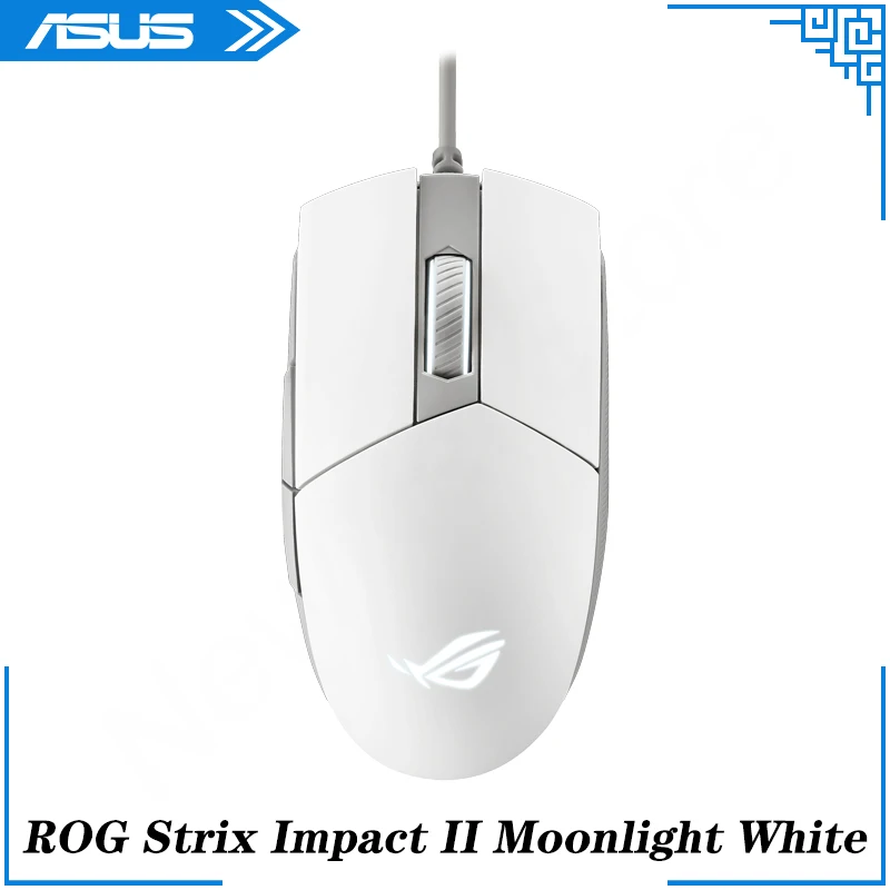 

ROG Strix Impact II Moonlight White Ambidextrous Style Ergonomics Gaming Mouse 6200DPI Optical Sensor With Aura RGB illumination