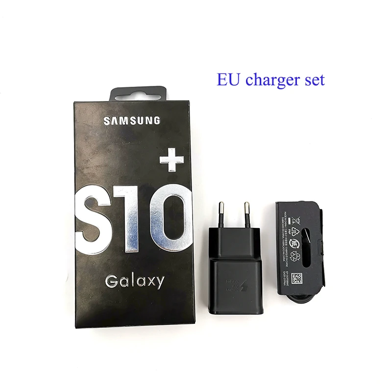 Оригинальное Адаптивное быстрое зарядное устройство для samsung, S10, usb, настенное, EU, US, адаптер type C, кабель для s9 s8 plus, s10e, Note 8, 10, A50, A70, A60, A80