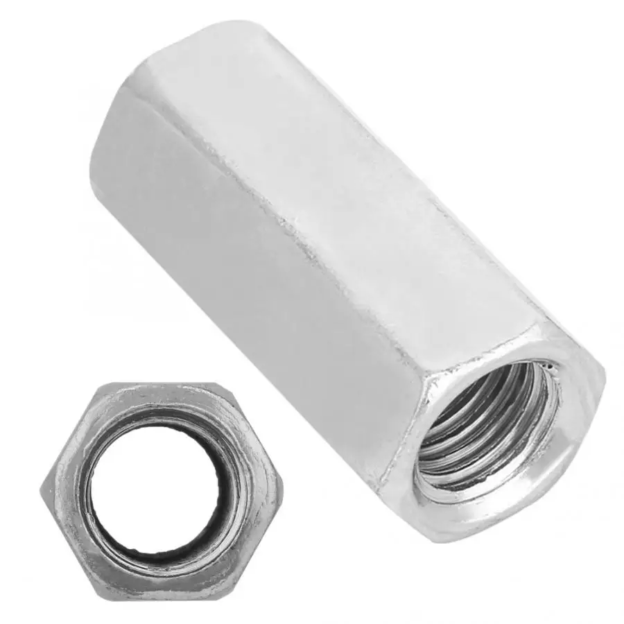 

2Pcs/set Zinc Plated Steel *50 Long Coupling Hex Nut Hexagonal Thread Nut Threaded Fasteners