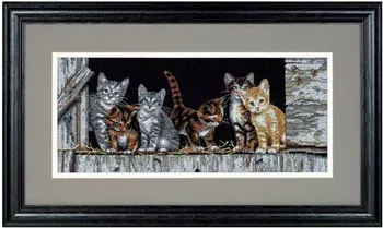 

egypt cotton free delivery lovely counted cross stitch kit six cats kitties at the window Dim 35133