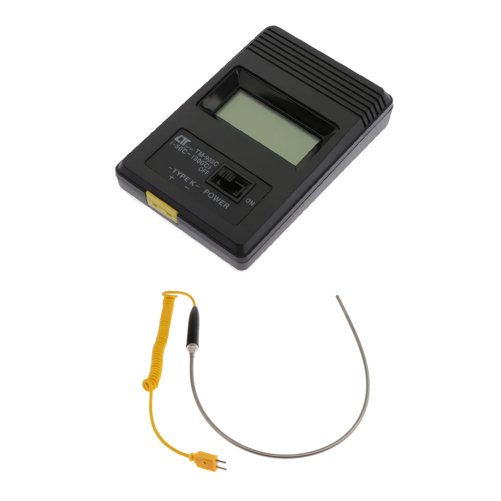 Tm-902c Digital Thermometer LCD + K-Type Thermocouple Temperature Probe, Stainless Steel Probe In Temperature Range 0-1300