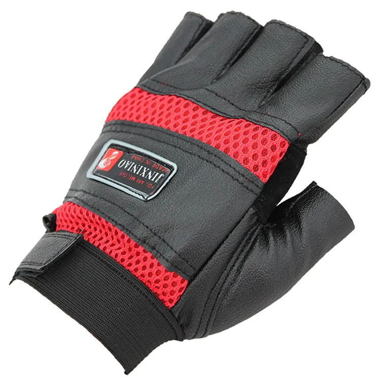 Men's Black Rivet Punk Half Finger Leather Gloves