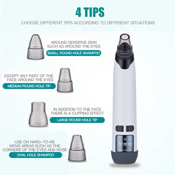 

4 Tips Head Blackhead Remover Warmer Electric Deep Pore Blackhead Cleaning Pimple Acne Removal Cleaner Facial Care Skin Tool
