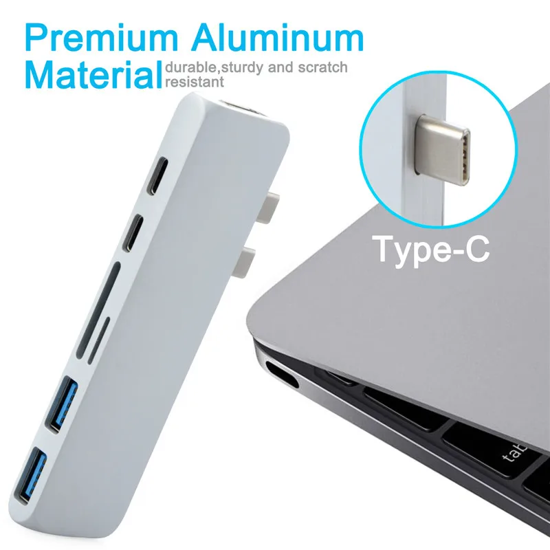 USB C концентратор type C Thunderbolt 3 адаптер USB-C док-ключ с HDMI 4K PD USB 3,0 SD TF кард-ридер для MacBook Pro Air 13 15