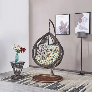 

Creative Swing Seat Rattan Weave Floor Swing Hanging Chair Home Household Garden Balcony Leisure Living Room Single Lazy Chair