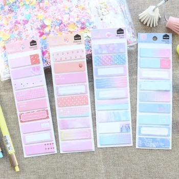 

Domikee cute kawaii cartoon Japanese school student sticky note pad label set candy kids self-adhesive memo pad tags stationery