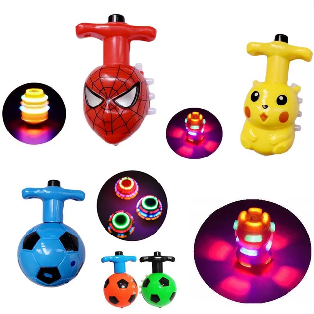 1 set Electric LED Spinning Top Flashing Light Music Cute Animal Figures Model Launcher Glow At Night Rotating Kid GIft Toy 1