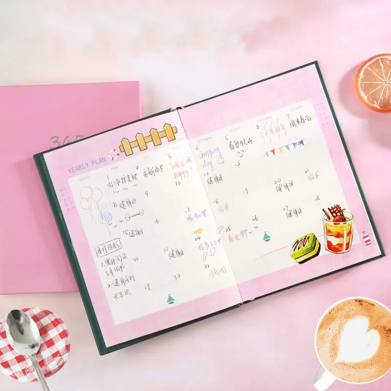 

Agenda 2019 Annual Planner Notebook Organizer Cute Monthly Daily Goal Creative 365 Days Weekly schedule Stationery School Office