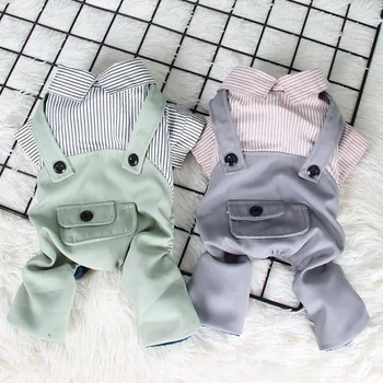 

Winter Dog Clothes for Small Medium Dogs Puppy Plus Velvet Striped Overalls Pet Clothing for Dogs French Bulldog Pug Chihuahua