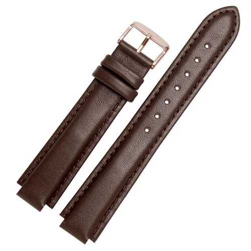 Color Cow leather watchbands women's wristband convex interface strap Suitable for SHE SHE 4029 3034D watch accessories - Цвет ремешка: brown rose gold