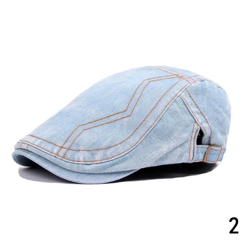 Мужская Летняя джинсовая шляпа с козырьком, шляпа от солнца, Спортивная Повседневная дышащая плоский берет, 4 цвета