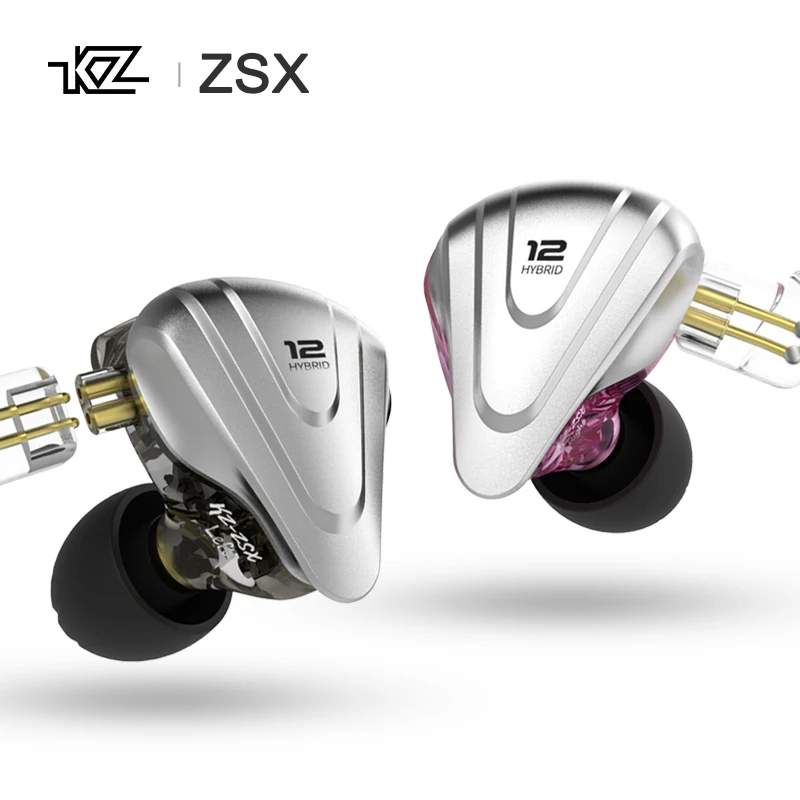 KZ ZSX HIFI аудио 12 Гибридный привод 5BA+ 1DD внутриканальный монитор наушники басовый вкладыш с 2 Pin 0,75 мм съемный кабель