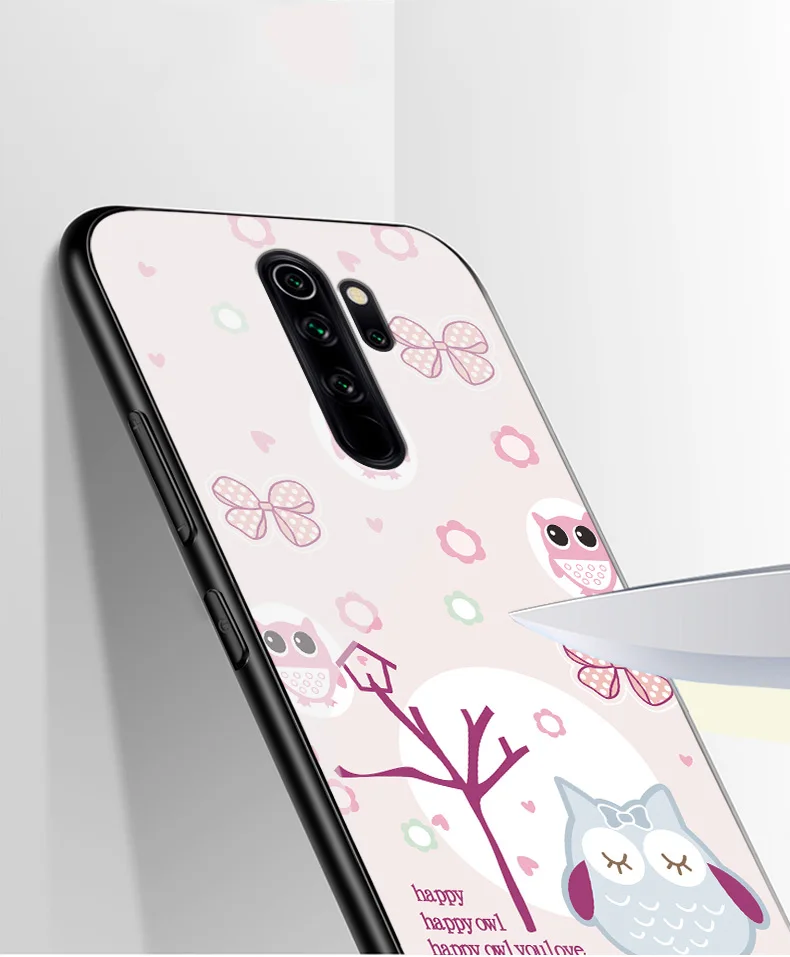 Для Xiaomi Redmi Note 8 чехол PC Пластиковый стеклянный чехол для телефона черный ТПУ бампер чехол для Xiaomi Redmi Note 8 Pro Чехол Redmi Note8