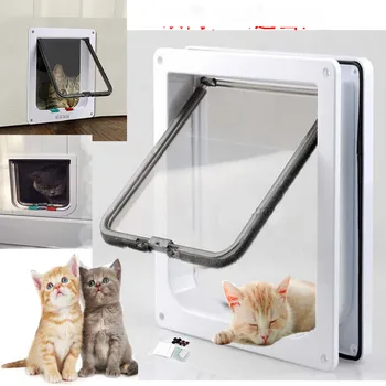

S/M/L plastic animal small pet door supplies two way free entry and exit lockable dog and cat safety flap door ABS MJ070106
