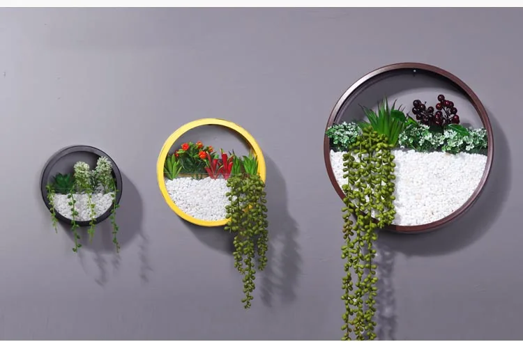 Современная креативная круглая железная стеклянная стенная ваза настенные растения для дома, гостиной, офиса, ресторана, подвесной цветочный горшок, растение, Настенный декор