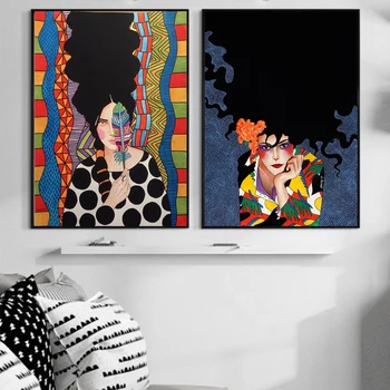 

GOODECOR Canvas Painting Vintage Abstract Girl Hair Flower Women Wall Art Fashion Nordic Poster Wall Pictures For Living Room