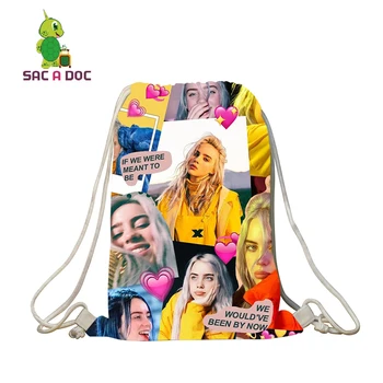 

Mochila Hot Hip Hop Billie Eilish Drawstring Backpack Children School Bags Storage Backpack Women Men Softback Travel Bags