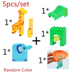 Marble Run Adventure: Electric Spiral Lift and Animal Slide Track with Piano Features (5pcs set)