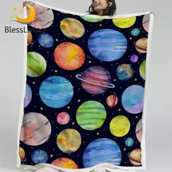 Blesslive красочные планеты пледы одеяло звезды галактика одеяло на искусственном меху акварельные одеяла наружное пространство домашний