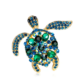 

Young Tulip new arrive turtle shape brooches blue color rhinestone brooch pin gift high quality hollow out style animal brooches