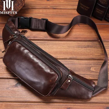 

Genuine leather waist bag men travel waist pack hip belt bag phone pouch bag casual chest messenger bag male fanny pack