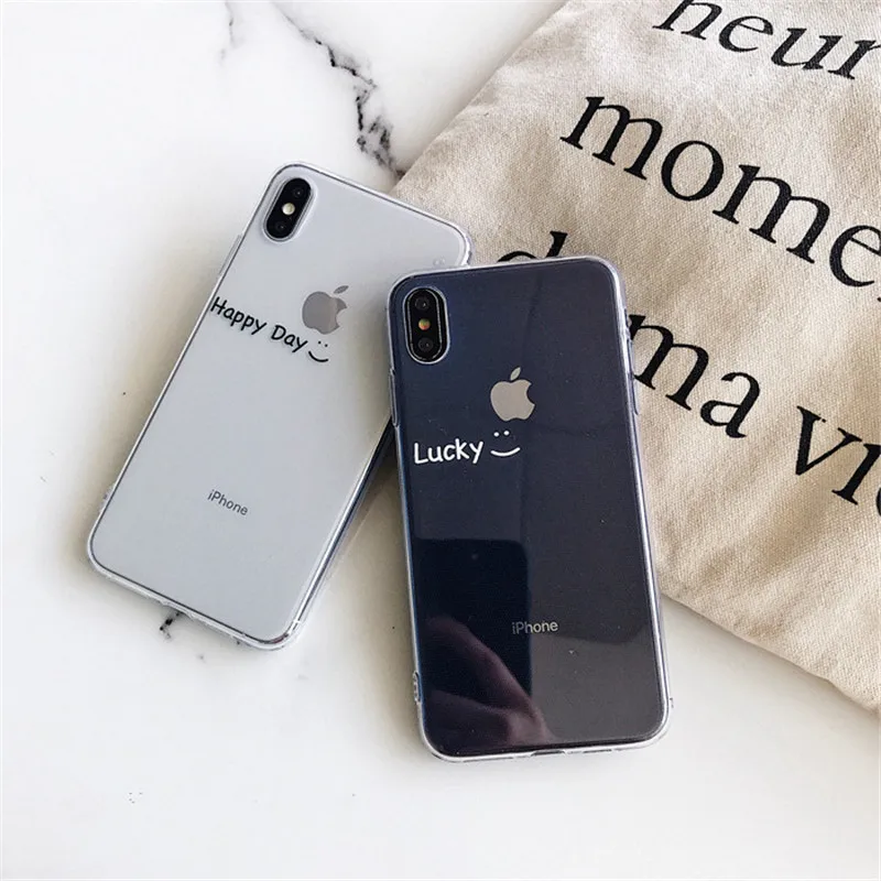 Japan Simple letters express instant smile cute Phone case for coque iPhone 7 7 Plus 6 6s 8 Plus X XR xs max case silicone cover