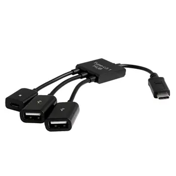 

3 in 1 USB 3.1 Type-C to Micro USB 2.0 Power Charging Host OTG Hub Cable Adapter
