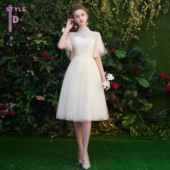 

Women's event prom long dress bridesmaid graduation party dress high neck lace up ceremony evening party dress
