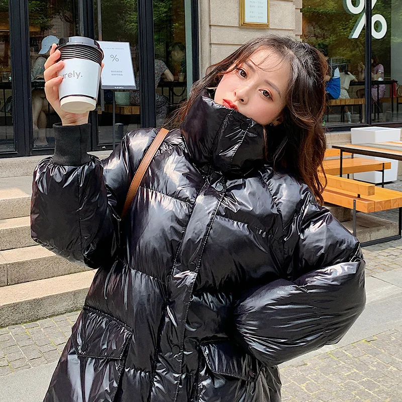 

Cotton Woman 2019 Cotton-padded Jacket Loose Long Black Loose Coat