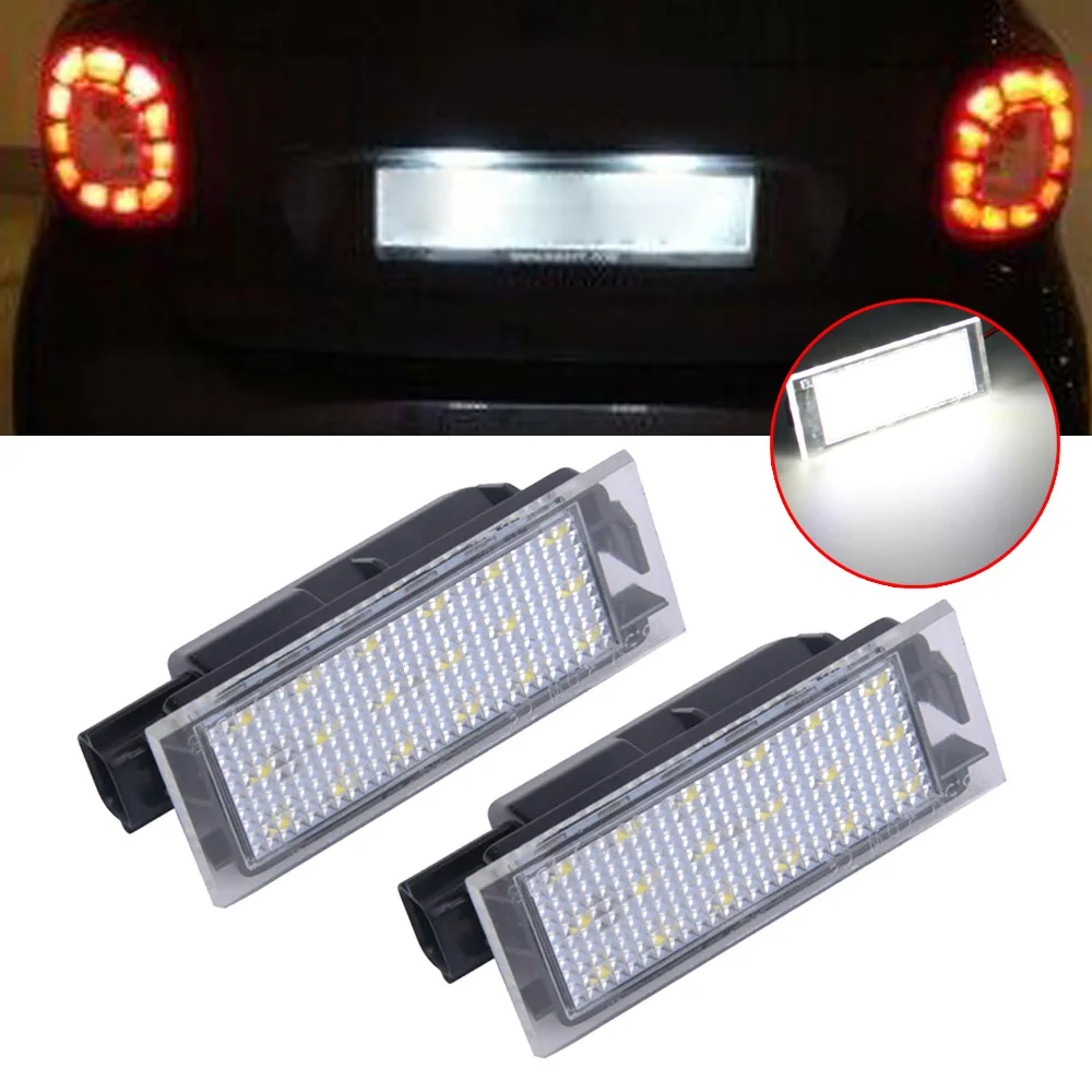 

3528 License Plate Light Lamp 12-30V 2pcs 18-SMD For Smart Fortwo 453 Coupe C453 Cabriolet A453 Auto Car Durable