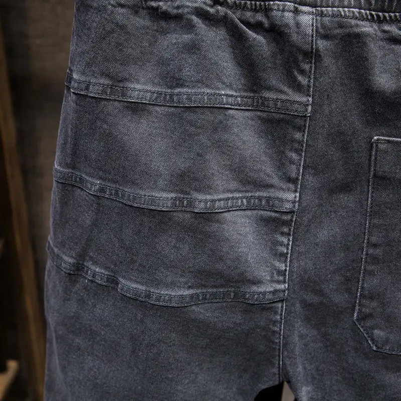 jeans men's elastic hip hop pants men's loose casual feet tight waist trend spring and autumn new 2020