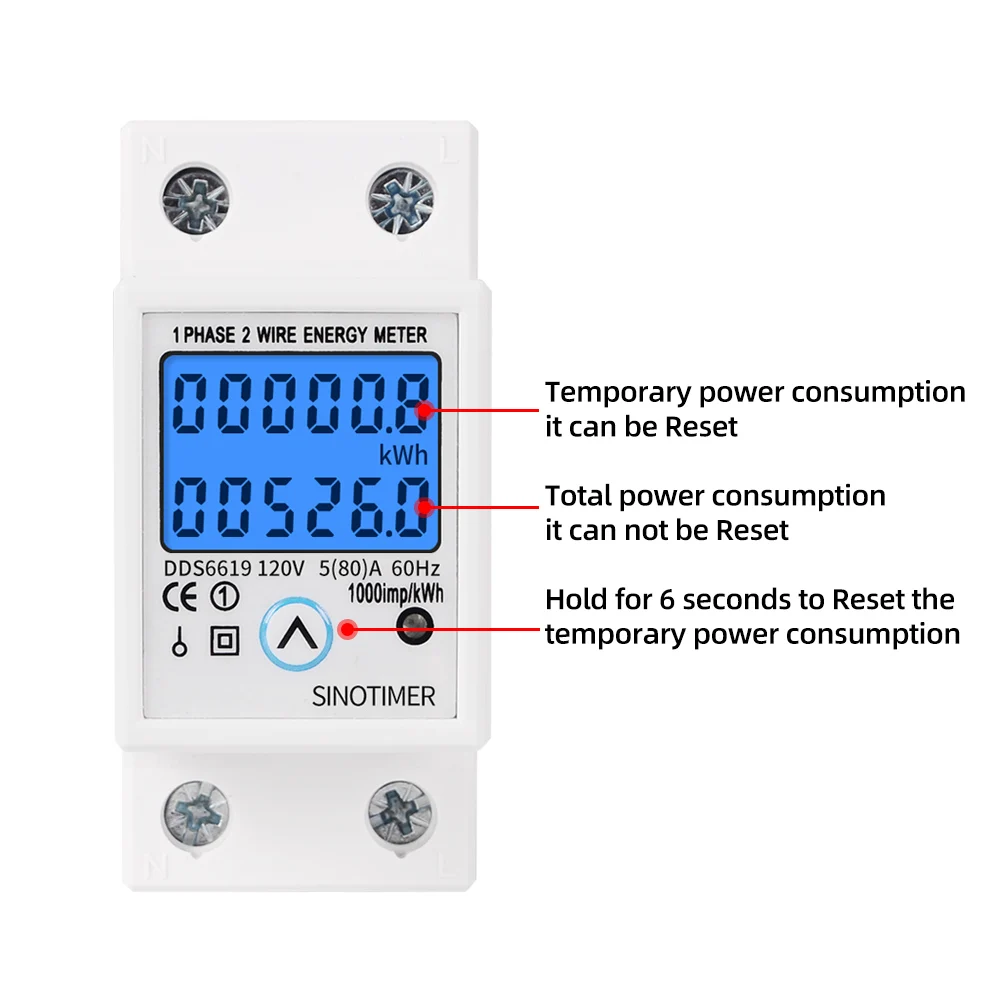 DDS6619L с подсветкой на din-рейку кВтч счетчик энергосберегающий ваттметр Электрический измеритель энергопотребления многофункциональный счетчик электроэнергии