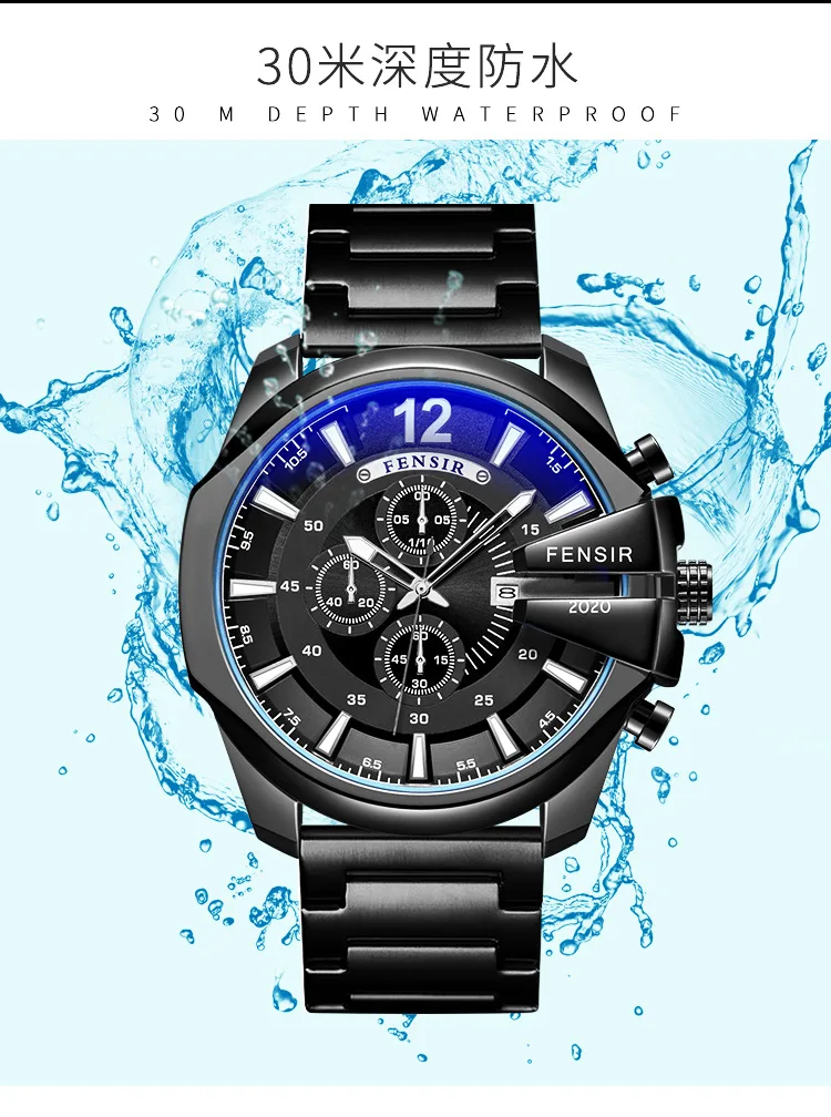Big Dial Watch For Men Wrist Watches 2022 Stainless Steel Calendar Waterproof Creative Quartz Watches relogio masculino New
