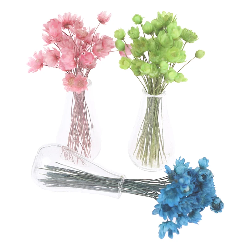 

1:12 Dollhouse Miniature Glass Dried Flower Vase Flower Arrangement Pot Model For Dollhouse Decoration New