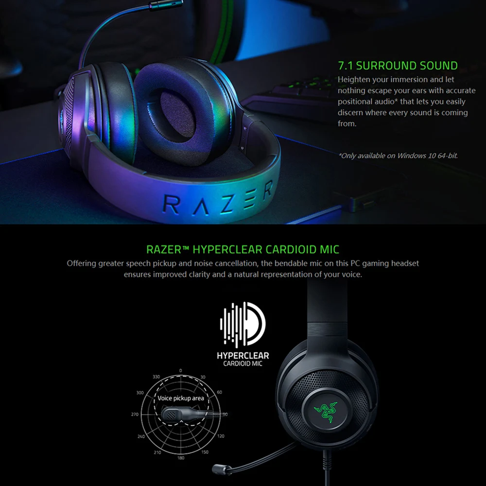 Headset Gaming Razer Kraken V3 X dengan 