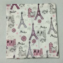 50x105 см побрякушки серебряные блестки Парижская башня дом цветочный принт хлопковая ткань с цветами ткань Лоскутная Ткань Домашний декор