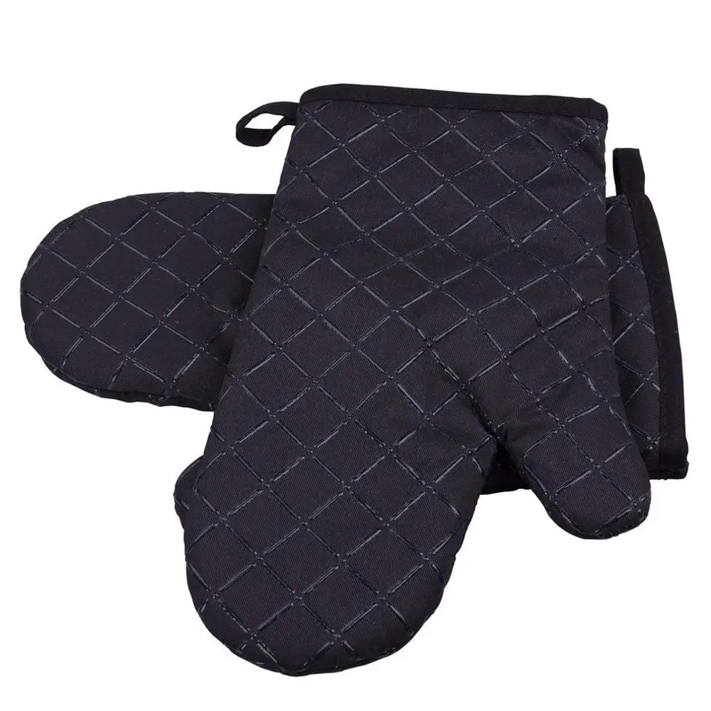 

1Pair Grid Microwave Oven Gloves Anti-hot Non-slip Black BBQ Baking Glove Cotton Mitten Mitts Supplies Kitchen Tools 8 Colors