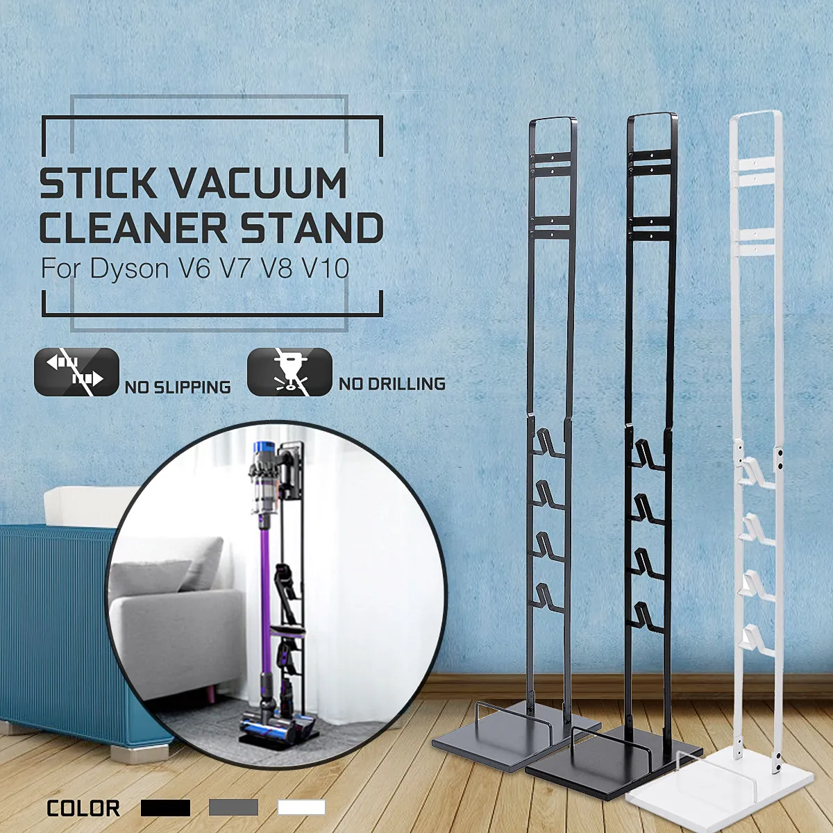 Beste Voor Dyson V6 V7 V8 V10 Stofzuiger Thuis Opbergrek Staal Stok Stofzuiger Stand Opslag Accessoires Dropshipping Nieuwe